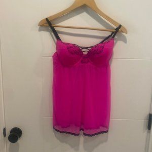 LaSenza sexy hot pink shear get up size medium